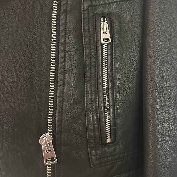 Topshop Black Leather Biker Jacket - Picture 5 of 5